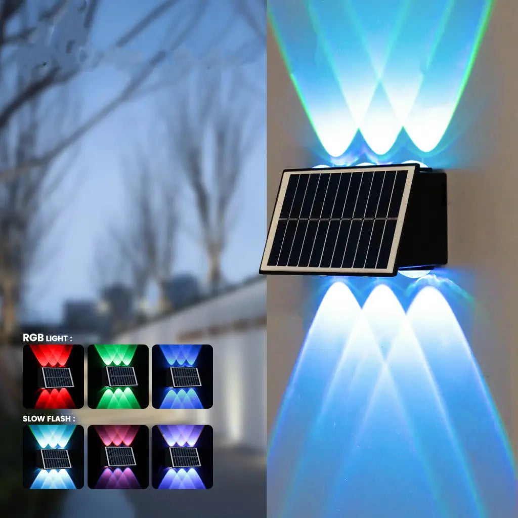 ASLIDECOR 16 Led Up Down Solar Wall Lights, 2 Pack Warm White Solar Fence Lights Waterproof,Black Solar Deck Lighting for House Garden Porch