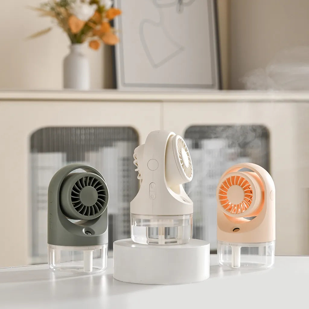 2025 Newest USB Rechargeable Personal Mini Portable Mist Fan Outdoor Water Humidifier Handheld Desk Fan DC Power Source for Cars