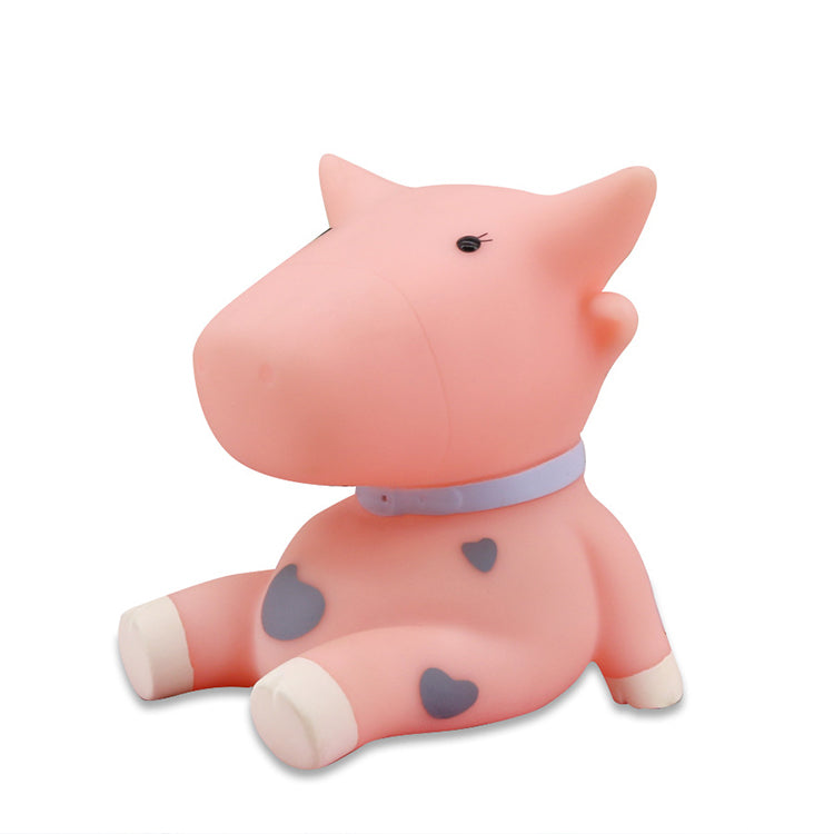 et Portable Mignon Veilleuse Dessin Animé Vache Rose Image Chambre Dortoir Protection des Yeux Veilleuse éClairéE