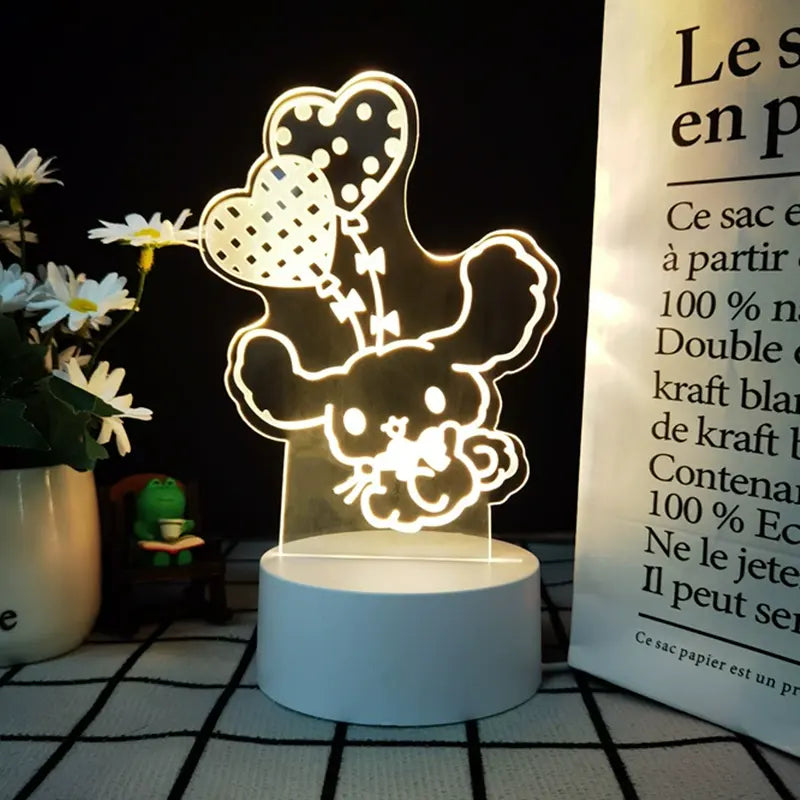 Cartoon sanrio Kuromi Night Light Cute Cinnamoroll Lamp Girls Bedroom Bedside Cinnamonroll Small Lamp My Melody Table Decor
