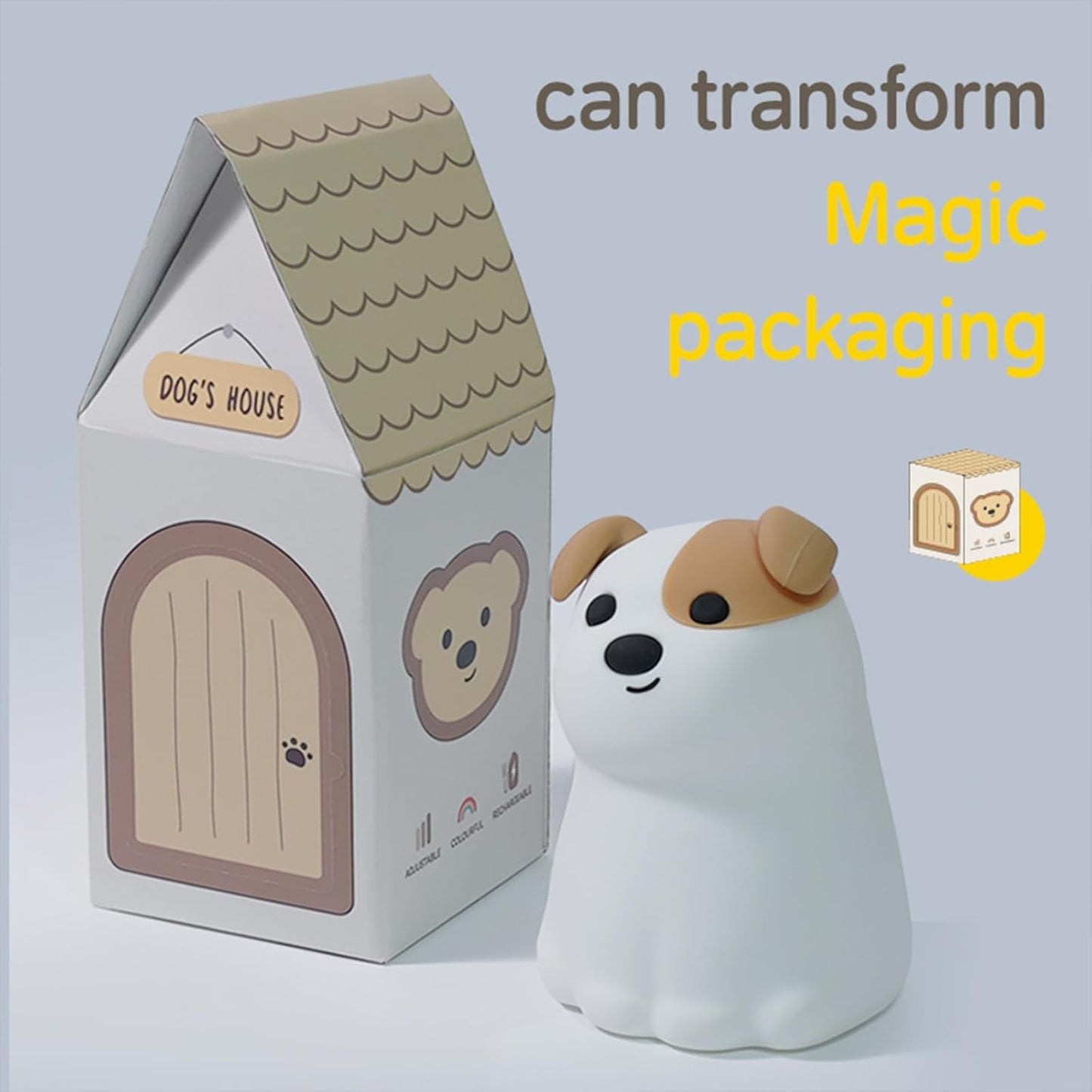 Dog Night Light with Timer - Warm Light Touch Control Bedside Lamp, Squishy Soft Silicone Cute Puppy Nightlight for Nursery, Gift for First Time Moms