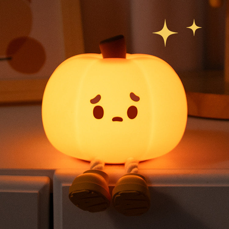 Pumpkin Night Light,LED Squishy Funny Pumpkin Lamp, Dimmable Silicone Light Up Nursery Nightlight, Rechargeable Cute Bedside Night Touch Lamp for Kids Girls (Pumpkin)