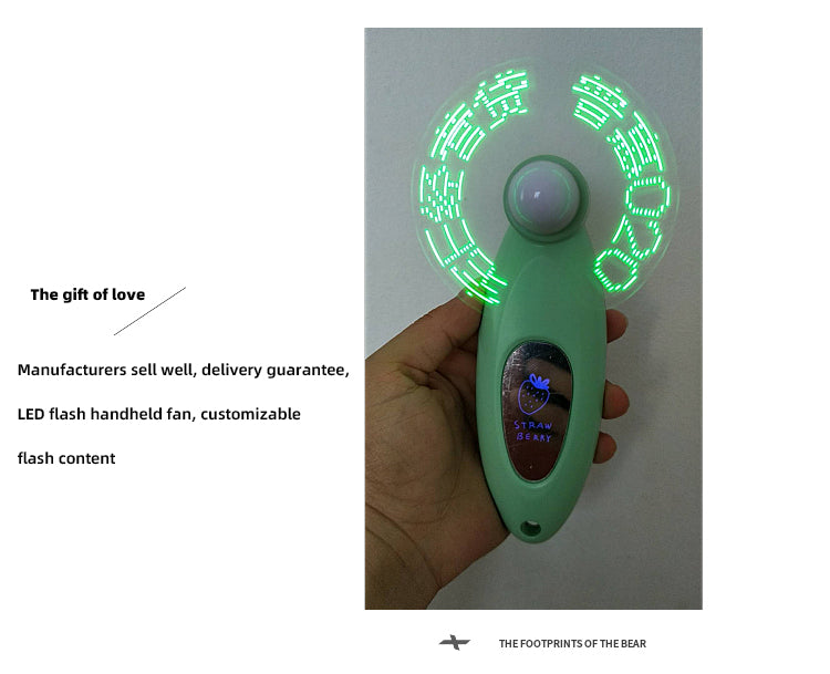 Wholesale flashing fan LED mini luminous flashing fan advertising promotion gift handheld USB flashing fan.