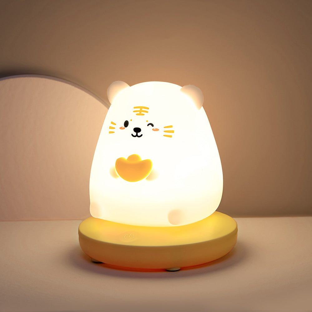 Amusingtao LED Children Night Light, Cute Bunny Night Light Bunny Lamp Soft Silicone Night Light with Touch Sensor, Protable Led Animal Silicone Kids Lamp USB Rechargeable Bedside Lamp