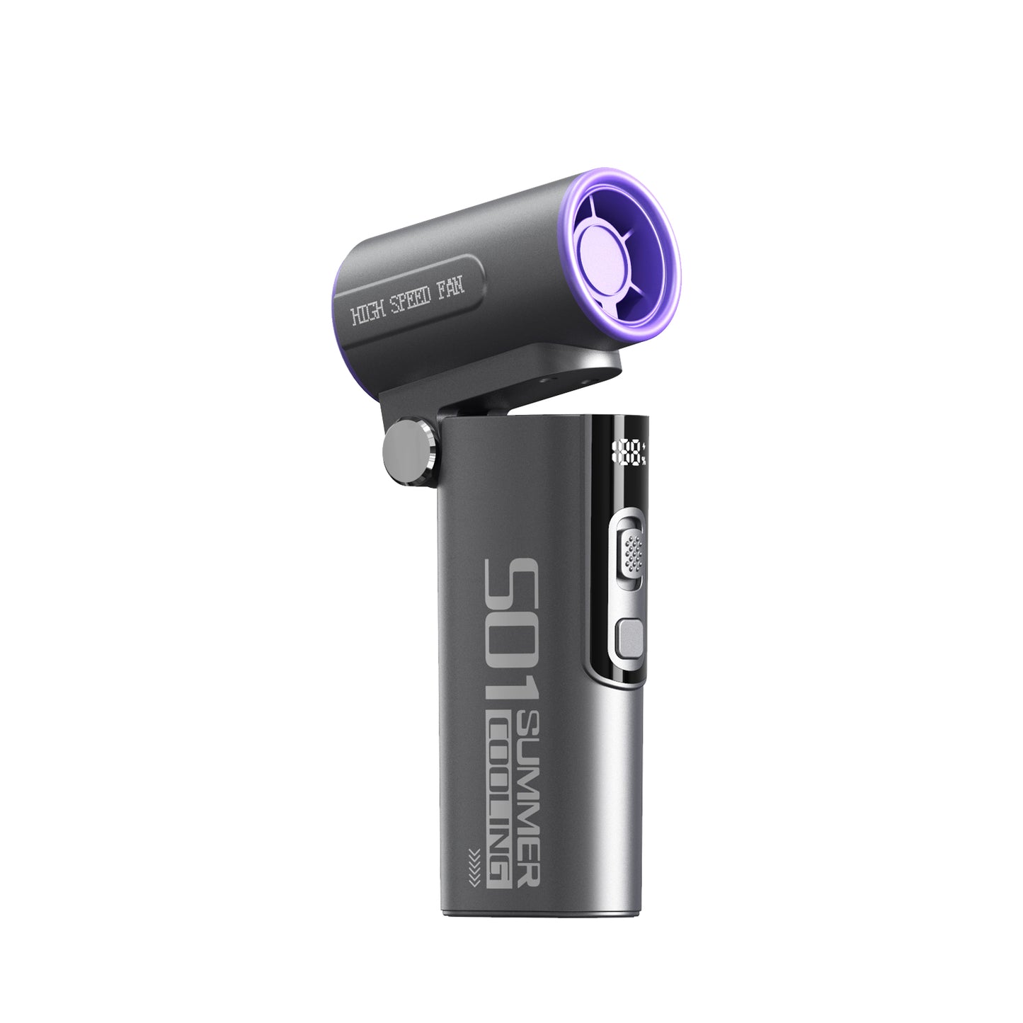 Portable High-Speed Fan with 100-Speed Adjustment, Tilted Airflow Design & USB Type-C Charging