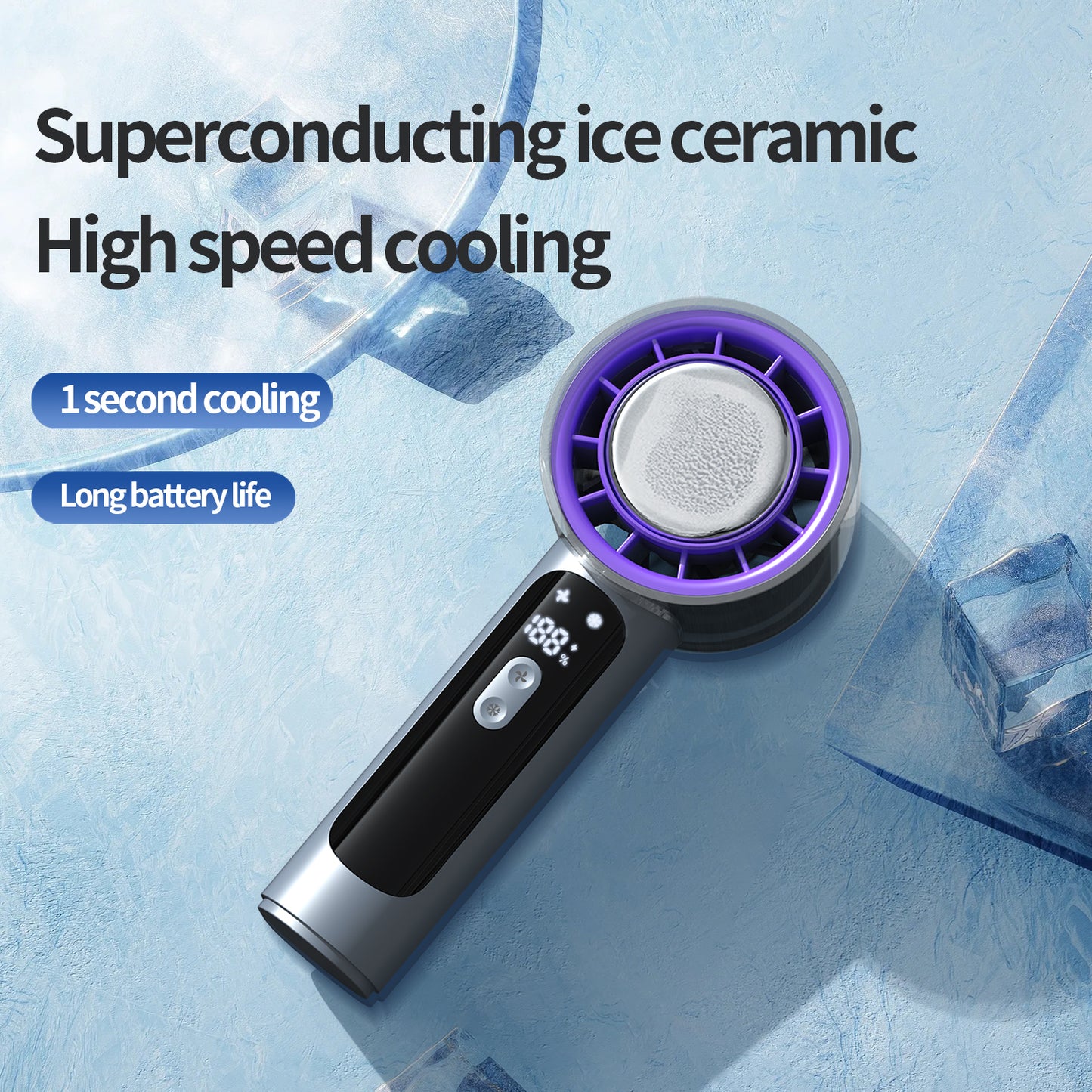Portable Handheld Cooling Fan with 100-Speed Adjustment, Rapid Semiconductor Cooling & USB Type-C Rechargeable Battery