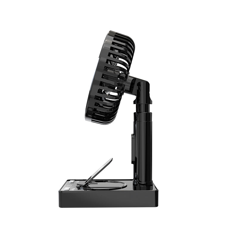 Oscillating Silent Desk Fan – Portable Rechargeable Fan with Power Bank & Wireless Charging for Home, Office & Dorm