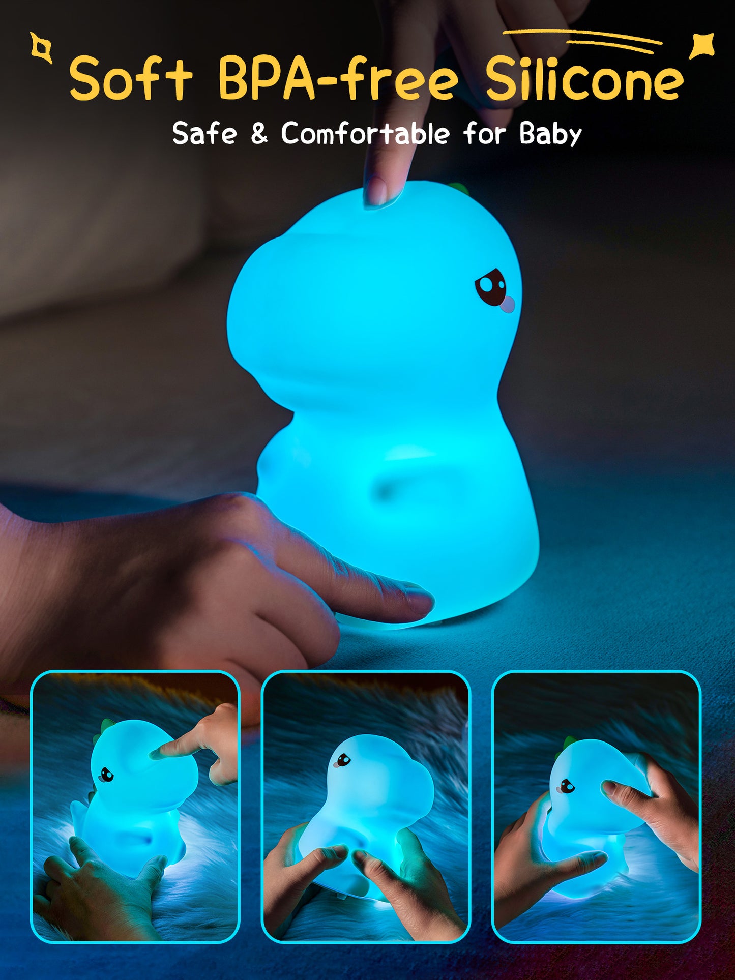 Night Light for Kids Cute Silicone Nursery Pear Lamp for Baby and Toddler Fruit NightLight for Boys and Girls Squishy Night Lamp for Bedroom Kawaii Bedside Lamp for Kids Room (Pear)