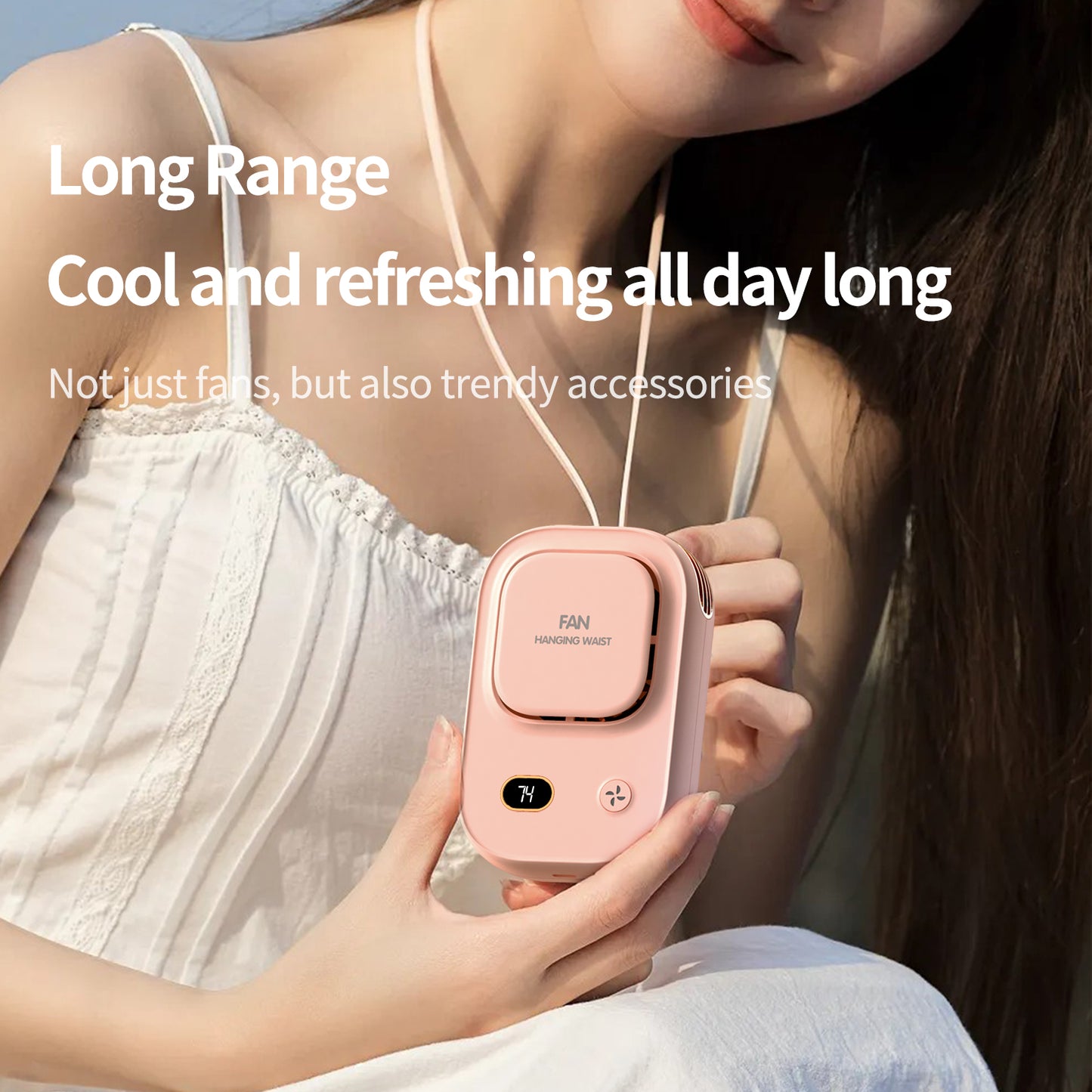 Cross-border Digital Display Waist-mounted Mini Fan Silent USB Charging Outdoor Portable Clip-on Waist Bladeless Neck-hanging Fan