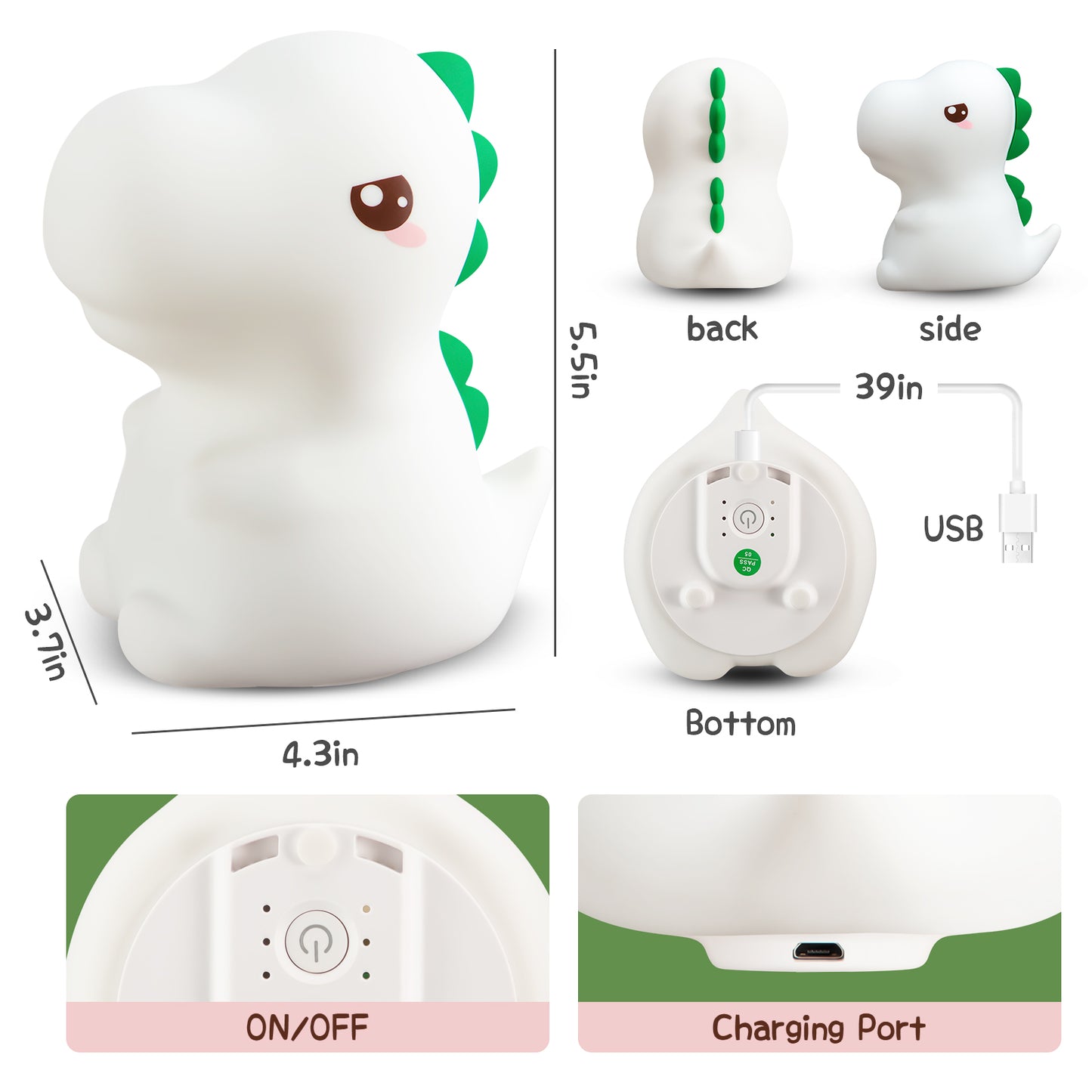 Night Light for Kids Cute Silicone Nursery Pear Lamp for Baby and Toddler Fruit NightLight for Boys and Girls Squishy Night Lamp for Bedroom Kawaii Bedside Lamp for Kids Room (Pear)