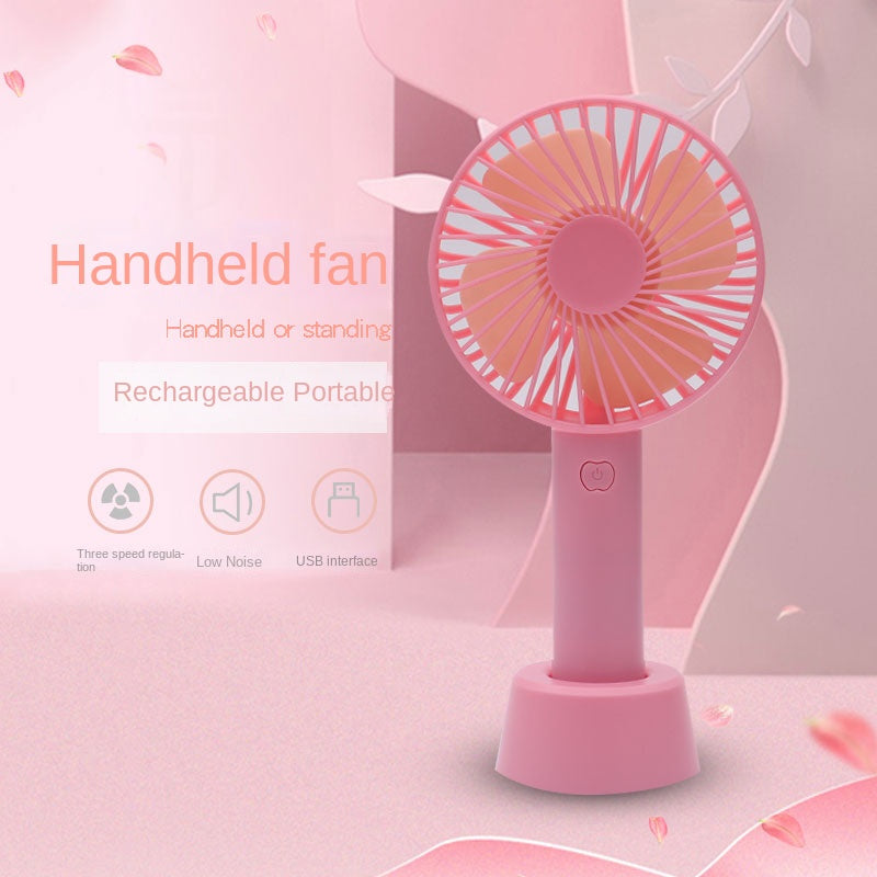 New USB Mini Handheld Small Fan Portable Desktop Large Capacity Rechargeable Fan