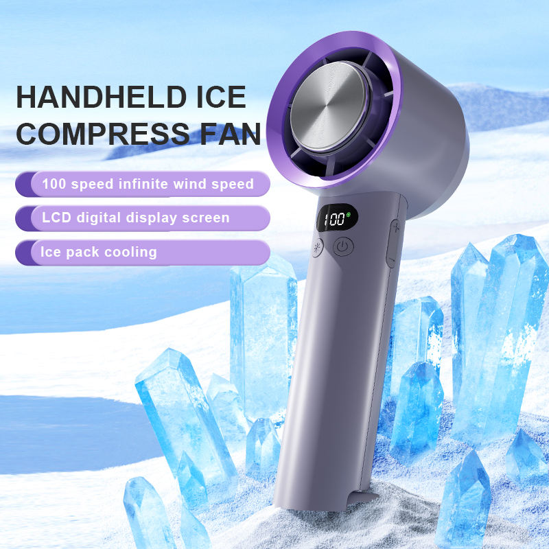 High-Speed Portable Fan with Ice Pack & 100-Level Adjustable Wind