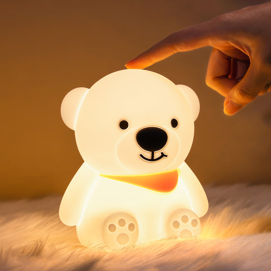 Luz nocturna de oso para niños luz nocturna de bebé de 16 colores cambiantes bonita lámpara de luz nocturna de silicona luz nocturna LED recargable para niños linda lámpara de regalo de