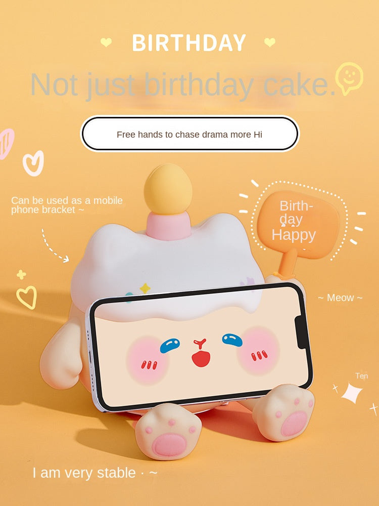Birthday cake, night light, children's gift, bedroom atmosphere light, indoor gift for girls, mobile phone holder, pat light