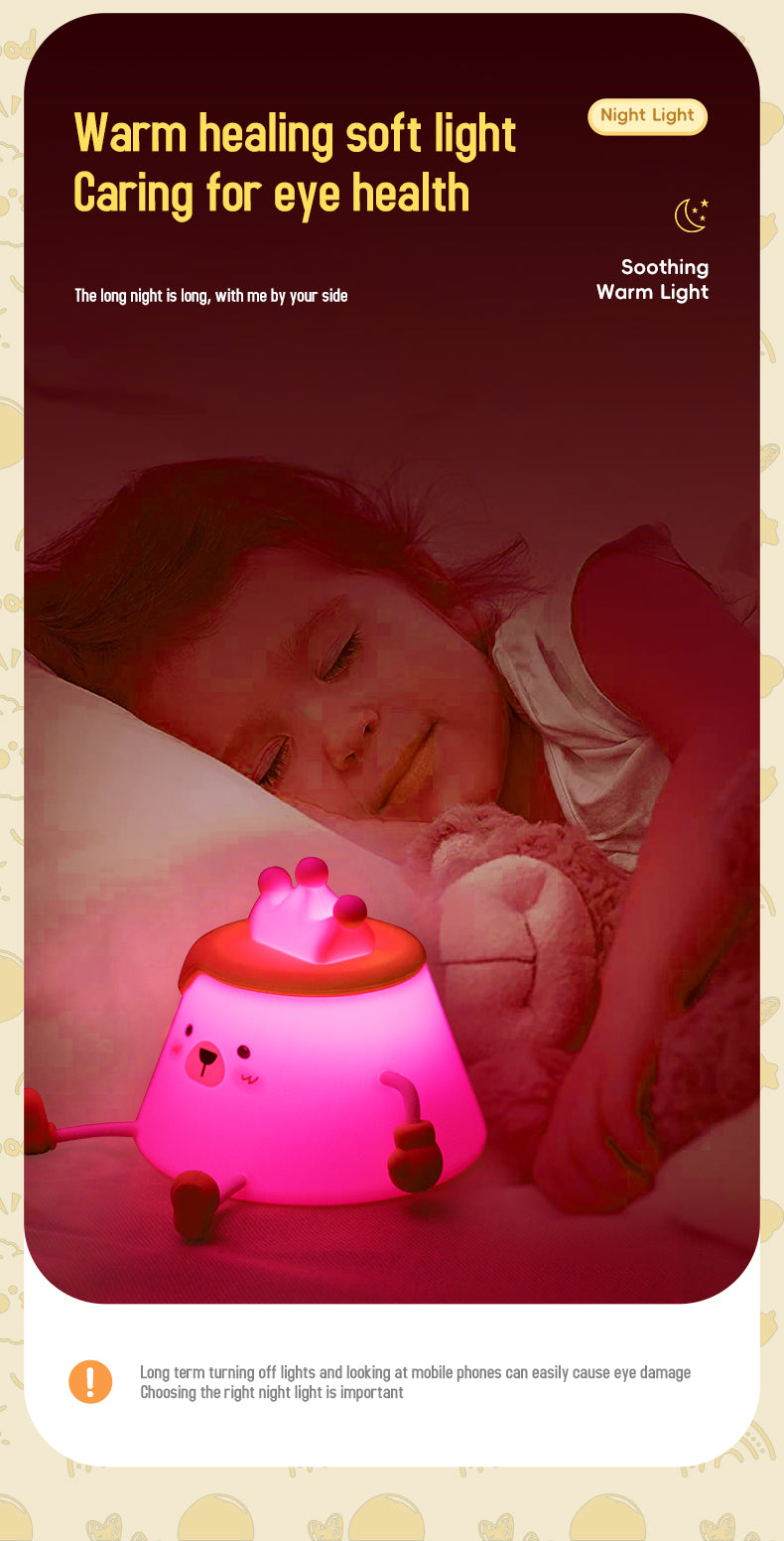 One Fire Pudding Bear Night Light for Kids Color Changing Pudding Bear Toys for Kids Night Light Portable Recharge Nightlight for Kids Room Silicone Baby Night Light for Kids Toys Pudding Bear Toys for Boys
