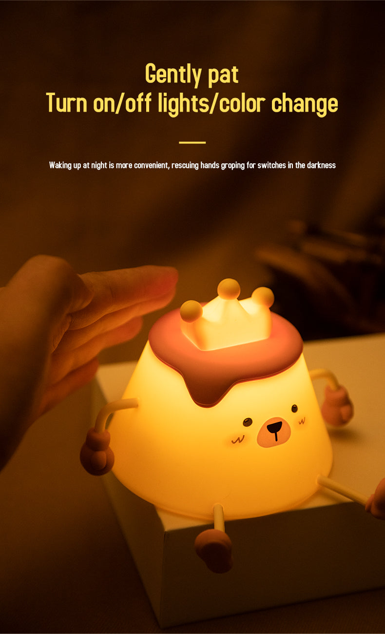 One Fire Pudding Bear Night Light for Kids Color Changing Pudding Bear Toys for Kids Night Light Portable Recharge Nightlight for Kids Room Silicone Baby Night Light for Kids Toys Pudding Bear Toys for Boys