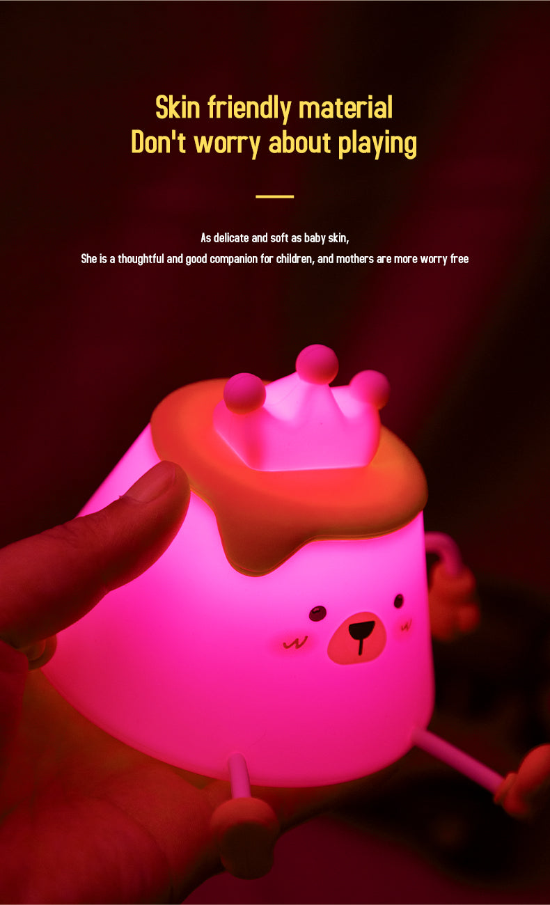 One Fire Pudding Bear Night Light for Kids Color Changing Pudding Bear Toys for Kids Night Light Portable Recharge Nightlight for Kids Room Silicone Baby Night Light for Kids Toys Pudding Bear Toys for Boys