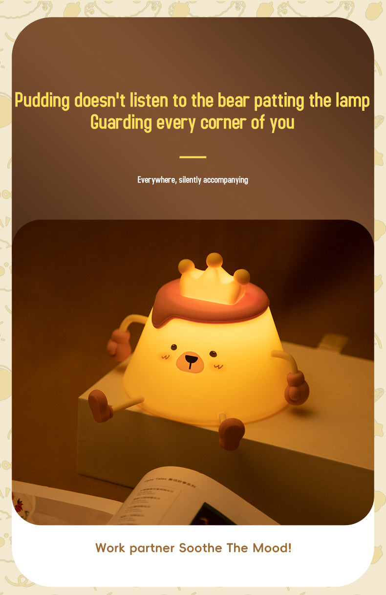 One Fire Pudding Bear Night Light for Kids Color Changing Pudding Bear Toys for Kids Night Light Portable Recharge Nightlight for Kids Room Silicone Baby Night Light for Kids Toys Pudding Bear Toys for Boys