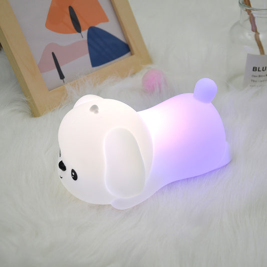 Adorable Puppy Dog Night Light for Kids Silicone Nursery Light Portable and USB Rechargeable LED Animal Lamp Soft Light Bedside Lamp for Baby Children and Adult