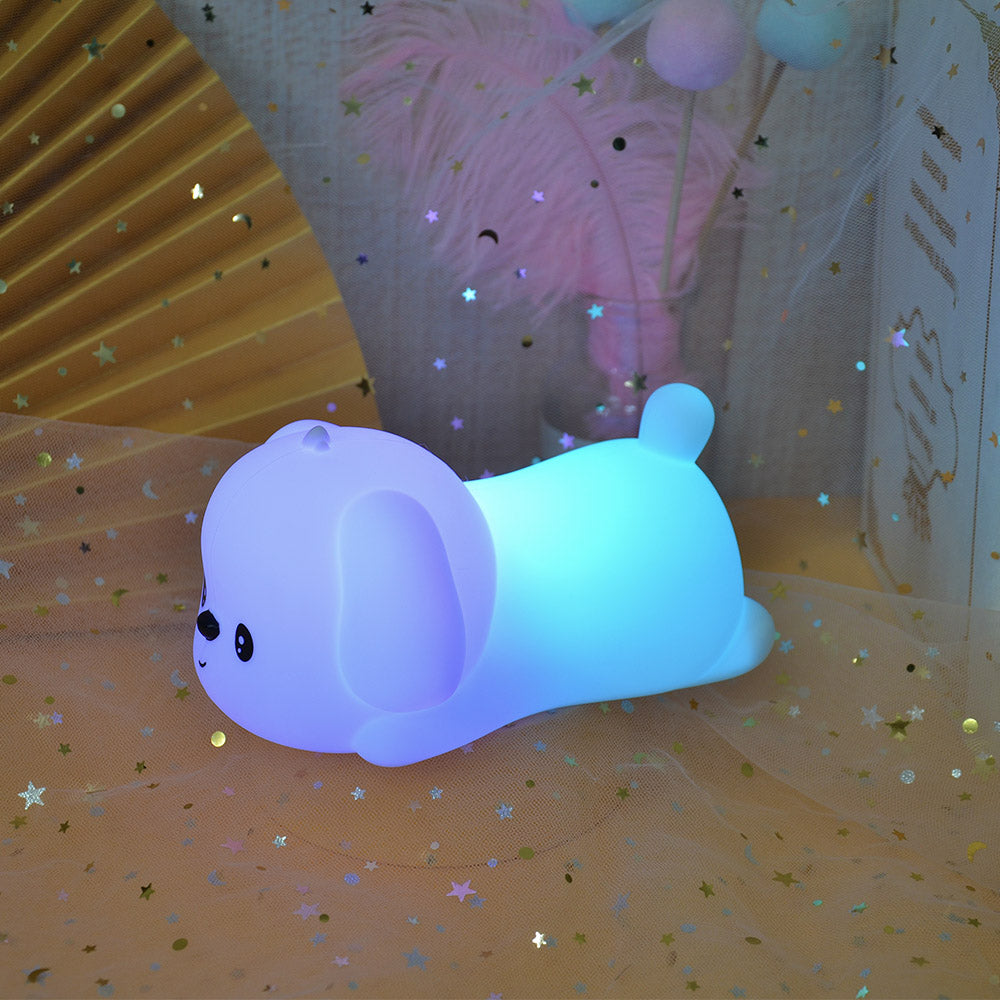 Adorable Puppy Dog Night Light for Kids Silicone Nursery Light Portable and USB Rechargeable LED Animal Lamp Soft Light Bedside Lamp for Baby Children and Adult