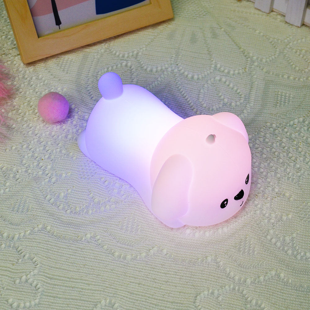 Adorable Puppy Dog Night Light for Kids Silicone Nursery Light Portable and USB Rechargeable LED Animal Lamp Soft Light Bedside Lamp for Baby Children and Adult