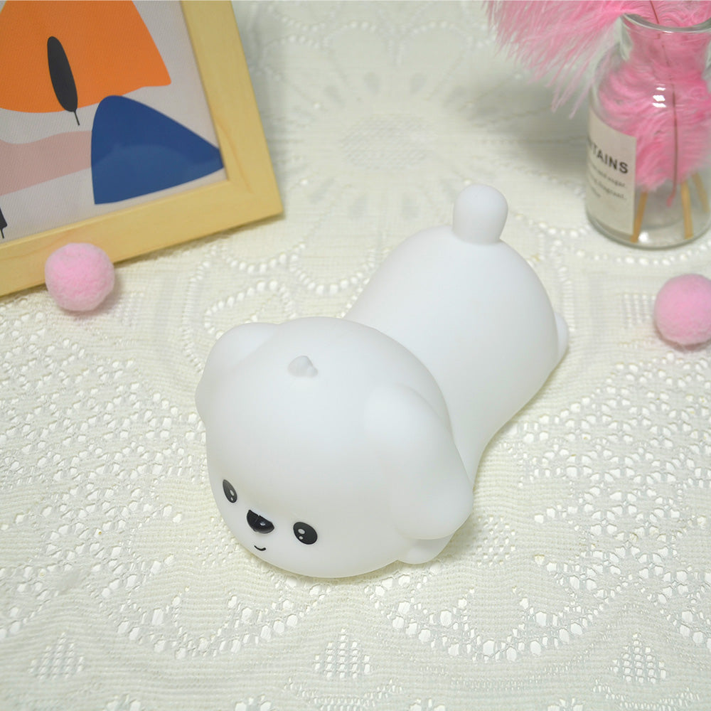 Adorable Puppy Dog Night Light for Kids Silicone Nursery Light Portable and USB Rechargeable LED Animal Lamp Soft Light Bedside Lamp for Baby Children and Adult