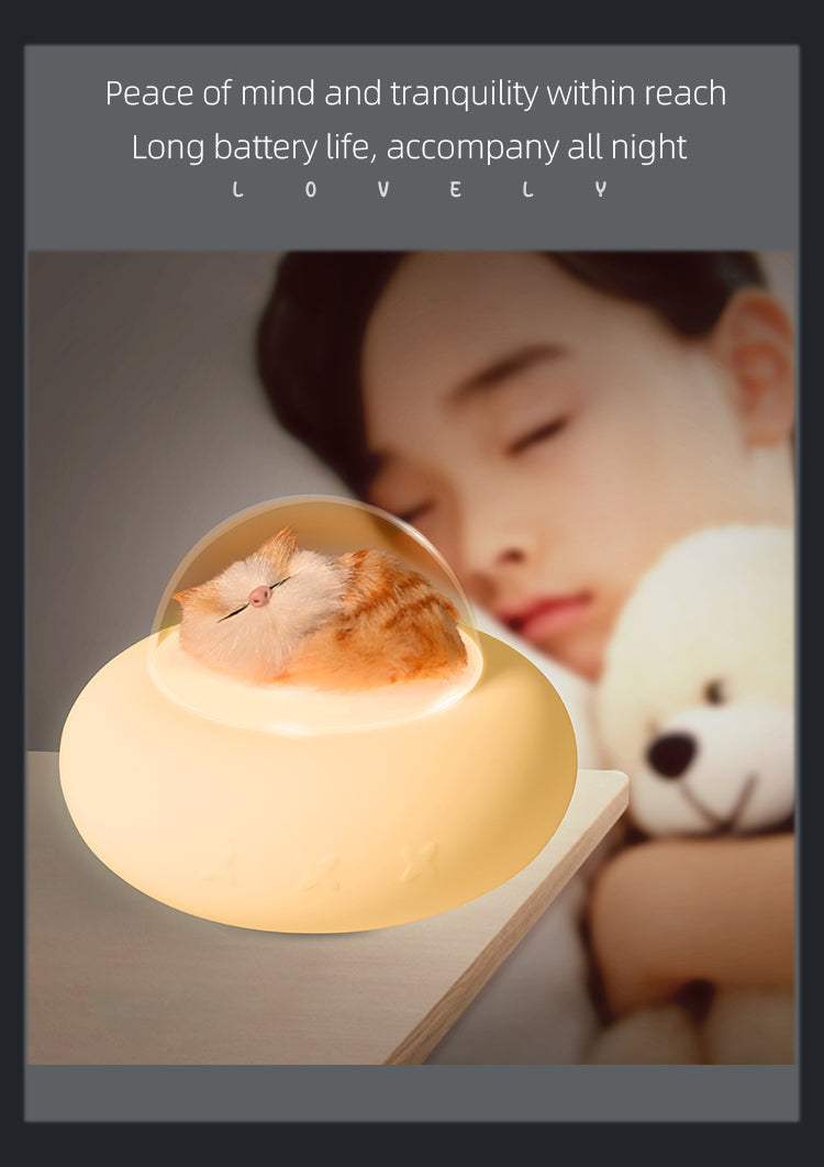 Pet Spaceship Silicone Light USB Small Night Light Cute Cartoon Charging Cute Pet Cat Bedside Led Lamp Cat