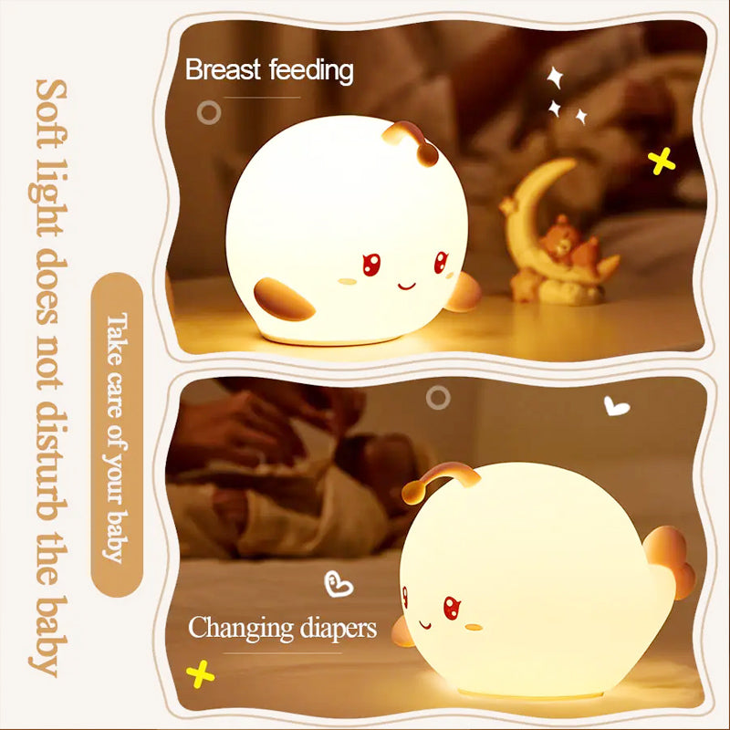 Beautiful night light bubble fish shape soft silicon touch control rechargeable 7-color night light suitable for bedrooms and pine wood children
