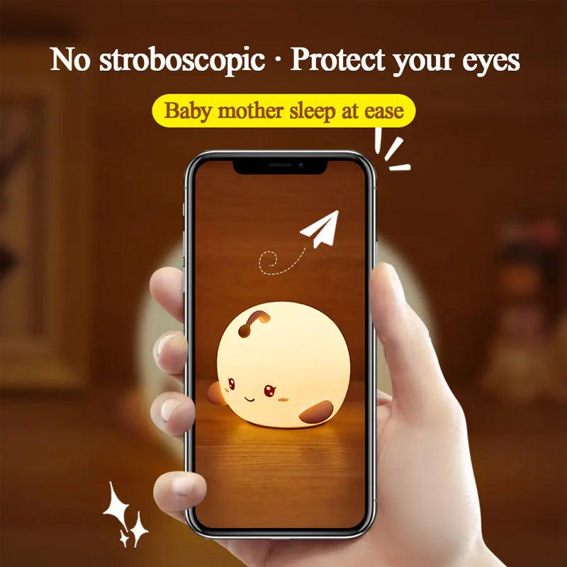 Beautiful night light bubble fish shape soft silicon touch control rechargeable 7-color night light suitable for bedrooms and pine wood children