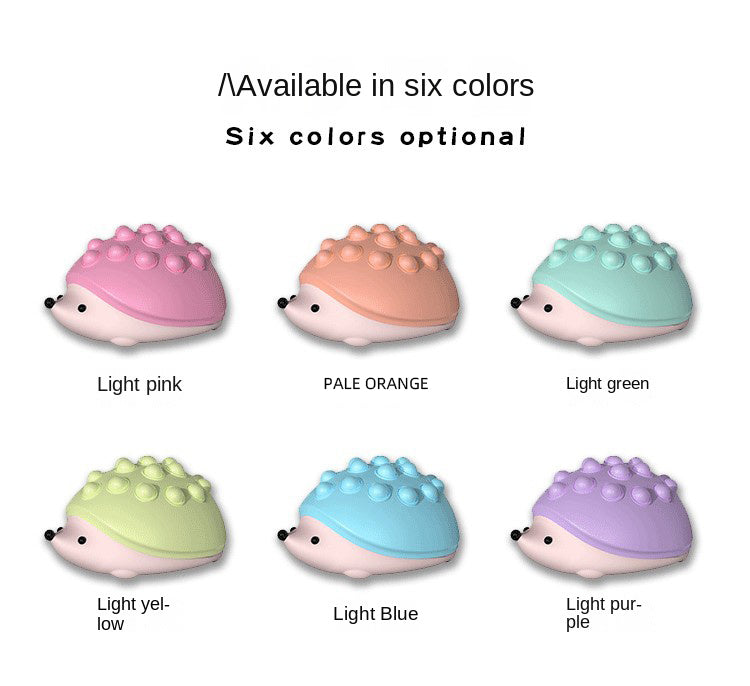 Hedgehog Night Light for Kids, Cute Rechargeable Night Lamp with Poppers, 7 Colors Atmosphere Silicone Light, Room Decoration and Best Gifts for Women, Girls, Friends