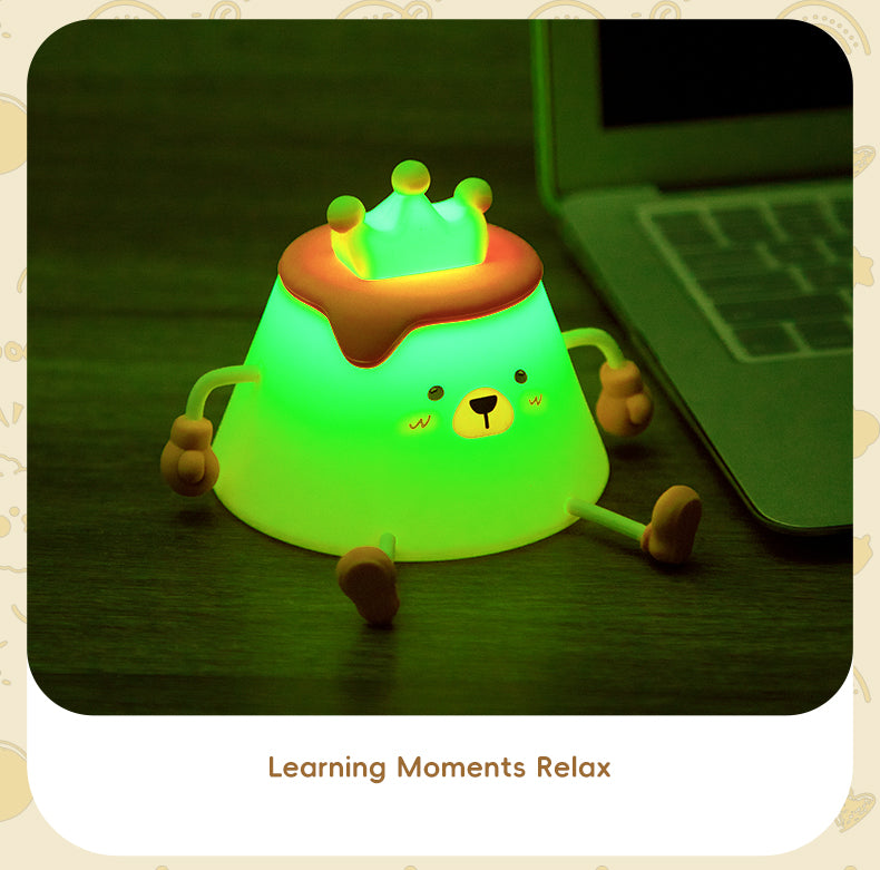 One Fire Pudding Bear Night Light for Kids Color Changing Pudding Bear Toys for Kids Night Light Portable Recharge Nightlight for Kids Room Silicone Baby Night Light for Kids Toys Pudding Bear Toys for Boys