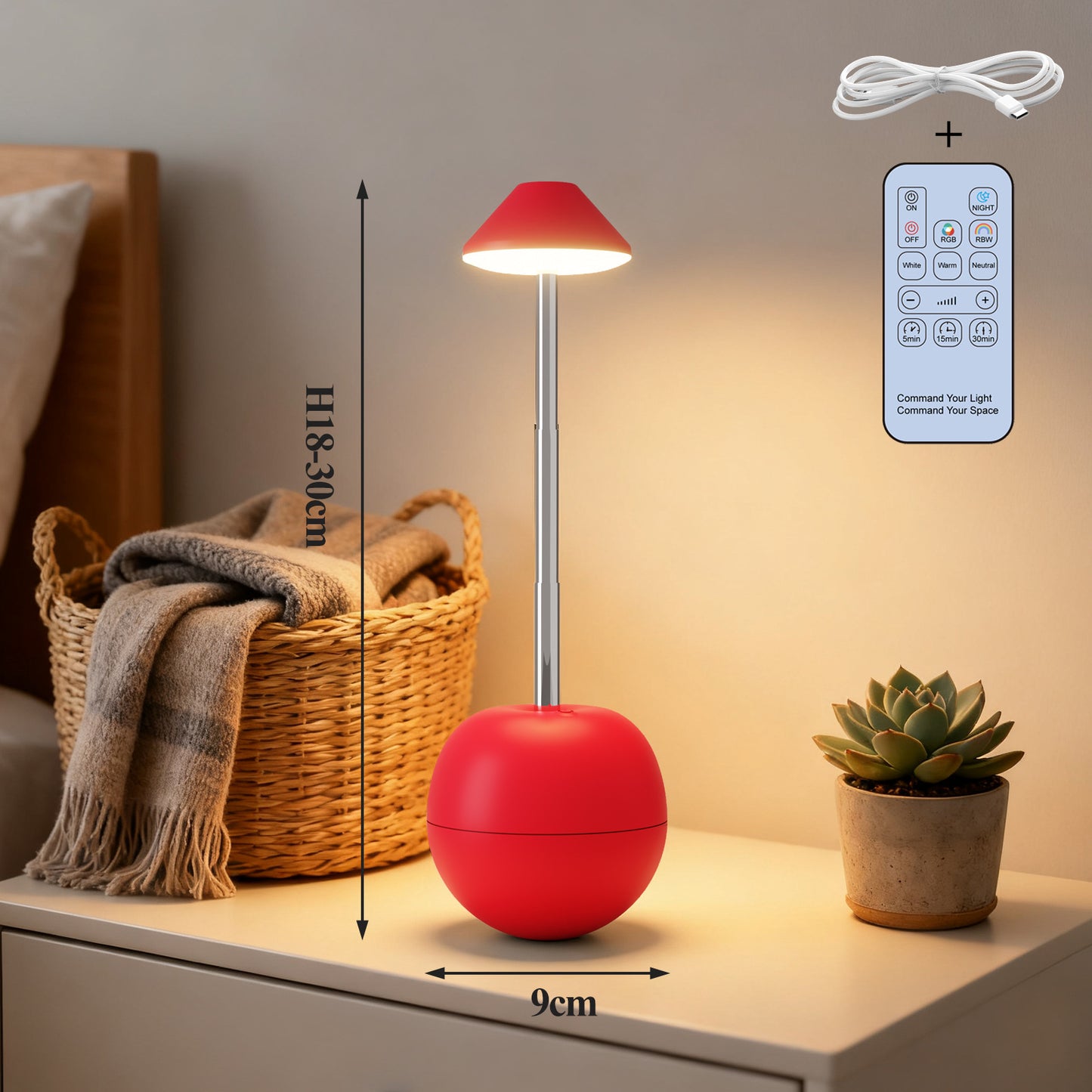 Creative LED Night Light – Rechargeable Bedside Table Lamp with Remote, Ambient Decorative Lamp for Bedroom & Desk