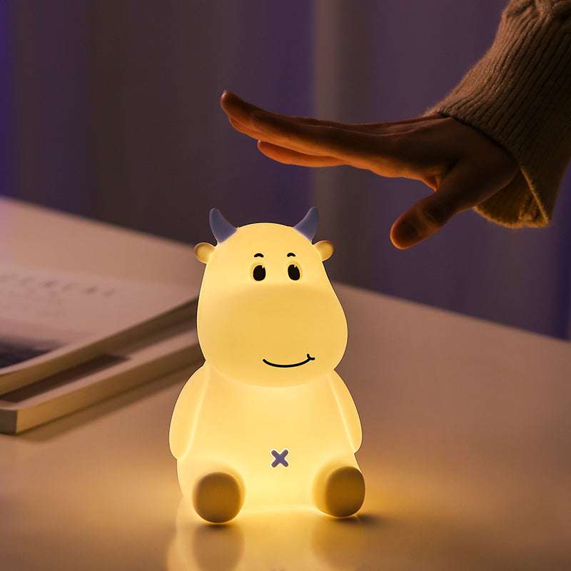 Cute Cow Night Light for Kids, Soft Silicone Nursery Lamp, 7 Color Changing Nightlight with Touch, Baby LED Lamp Toys Gifts for Girls/Boys