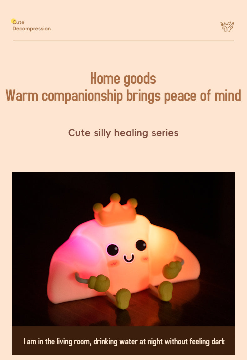 Cute Bull horn bag Night Light with White Noise LED Squishy Night Light Soft Silicone Nursery Nightlight Rechargeable LED Touch Light  for Kids Room