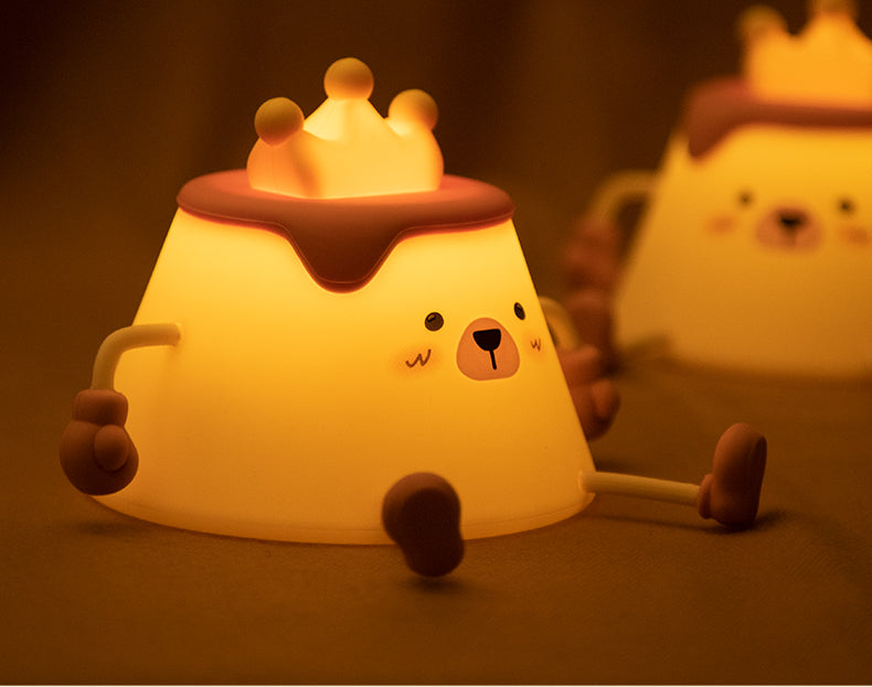 One Fire Pudding Bear Night Light for Kids Color Changing Pudding Bear Toys for Kids Night Light Portable Recharge Nightlight for Kids Room Silicone Baby Night Light for Kids Toys Pudding Bear Toys for Boys