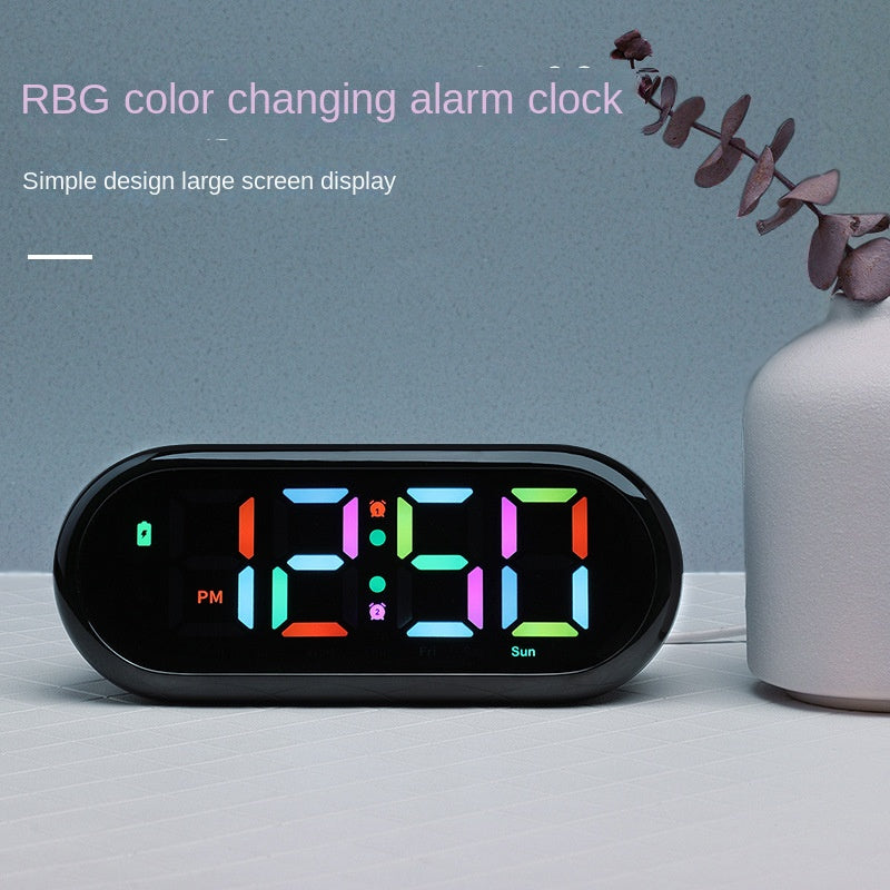 New RGB LED Digital Alarm Clock – Color-Changing Large Screen Desk Clock with Dual Alarms, Adjustable Brightness & Countdown Timer
