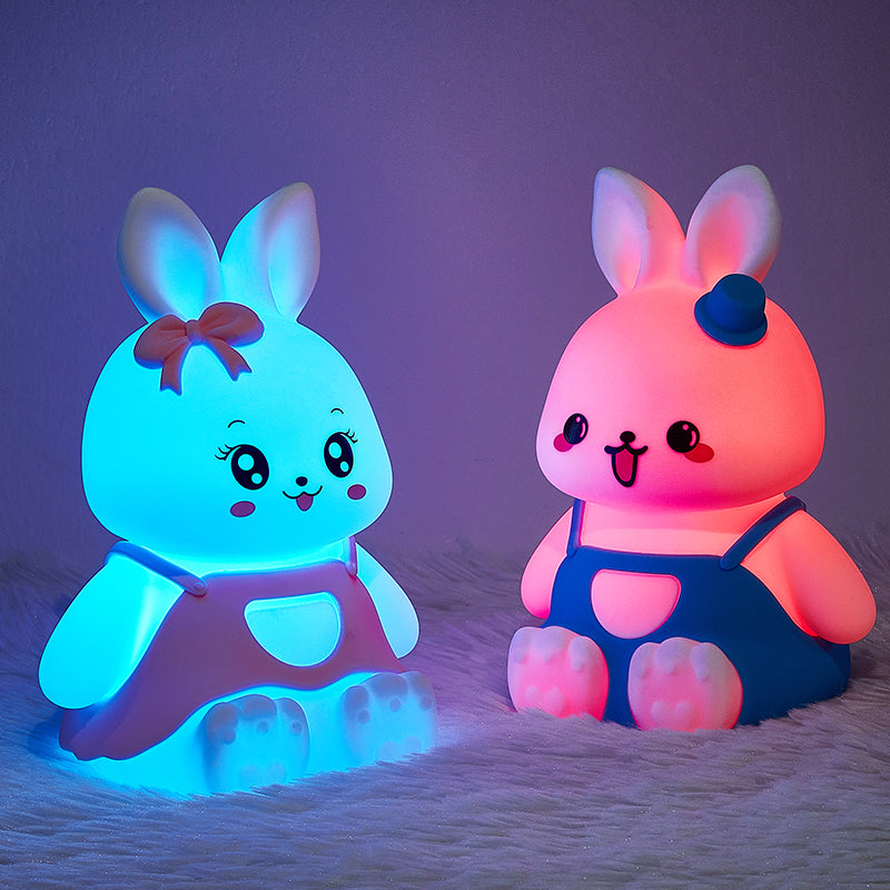Cute Bunny Night Light for Kids, Easter Gift Rechargeable Baby Nightlight Toddler Nightlight for Bedroom, Animal Bunny Kids Lamp Kawaii Room Decor
