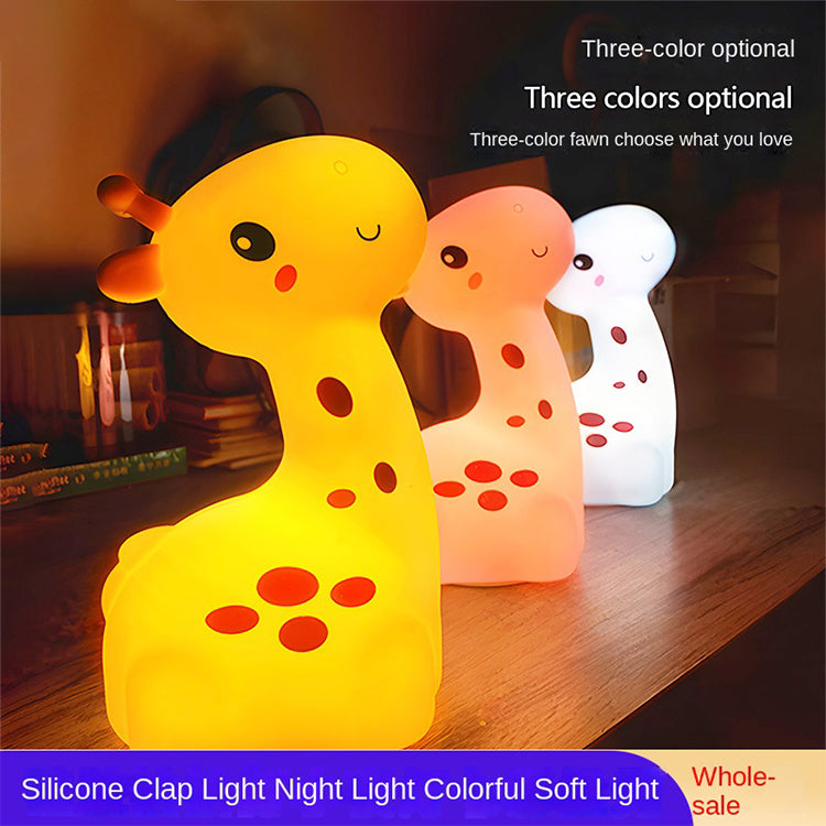 Cute Giraffe Table lamp Study Floor Night led Desk Rechargeable Silicone pear Panda lamp for Kids Bedroom with Touch Control 7 Color Changing led Birthday Gift for Kids