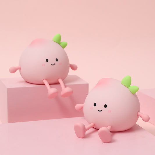 Cute Peach Night Light, Rechargeable Night Light, Silicone Dimmable Bedside Touch Night Light, Soft Light Baby Night Light Bedside Lamp Kawaii Desk Decor for Woman Kids Teen Girls (7 Color Light)