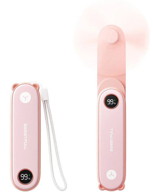 Handheld Mini Fan 3 in 1 Hand Fan Portable USB Rechargeable Small Pocket Battery Operated Portable & Wearable Fan Power Bank