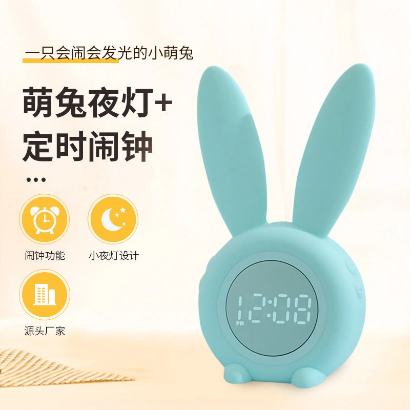 XRZ-N003 Cute Rabbit Digital Alarm Clock for Kids & Students – Multi-Function Desk Clock with Snooze, Night Light, Timer & Voice Control