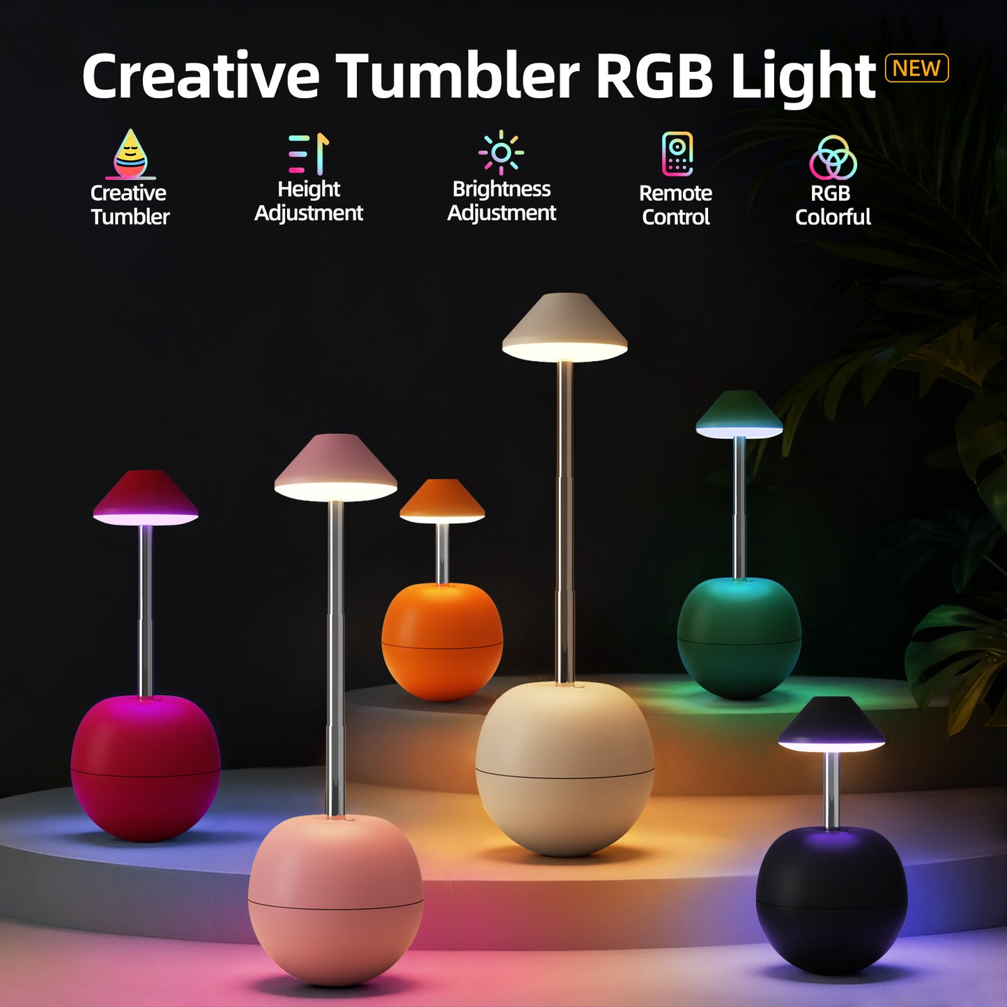 Creative LED Night Light – Rechargeable Bedside Table Lamp with Remote, Ambient Decorative Lamp for Bedroom & Desk