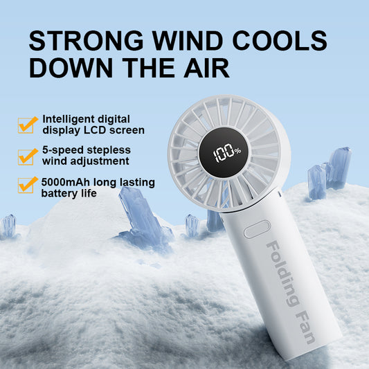 Foldable Portable Fan with 5-Speed Adjustable Wind & Rechargeable Battery
