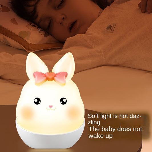 Cute Silicone Rabbit Night Lamp, USB Rechargeable Colorful Color Change Table Lights Desktop Ornament, Pat Nightlights for Bedroom Living Room