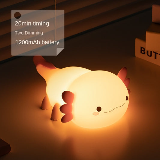 Axolotl Night Light, Cute Pink Silicone Axolotl Animal with Soft Touch NightLight for Kids Room, Dim Nursery Lamp with Rechargeable for Baby Toddlers, Gifts for Girls Teens Birthday Christmas