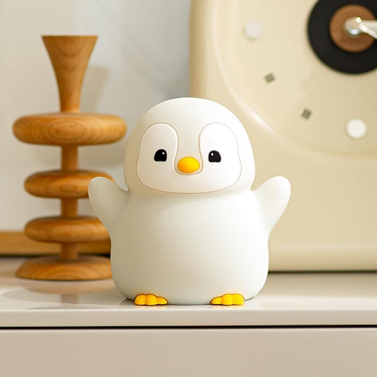 Cute Penguin Night Light, LED Squishy Novelty Penguin Lamp, Food Grade Silicone Dimmable Nightlight, Kids Gray Penguins Light, Rechargeable Light Up Penguins Gifts, Kids Room College Decor