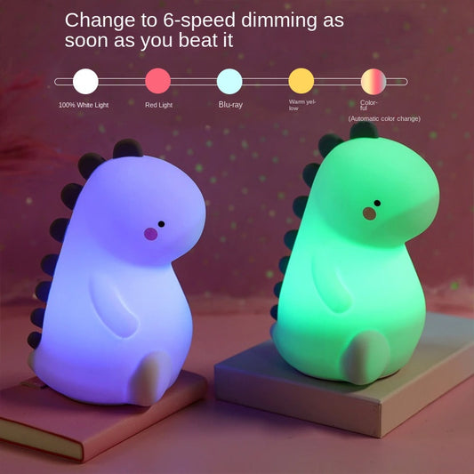 Dinosaur Night Light for Kids, 7 Colors Changing Touch Sensor Room Decor Light for Boys Girls, Rechargeable Nursery Dinosaur Lamp Baby Mood Light Dinosaur Lamp for Boys & Girls. (Green)