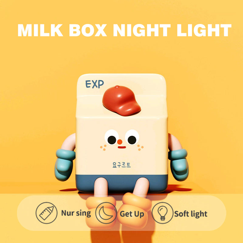 Night Lamp Milk Box Rechargeable LED Night Light Room Decor Timing Bedside Light for Kids Home Bedroom