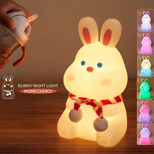Cute Bunny Kids Night Light,7 Color Changing Tap Control Kawaii Lamp with Soft Silicone, Room Decor, USB Rechargeable, Cute Lamp Gifts for Baby, Children, Toddlers, Teen Girls