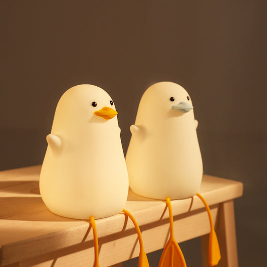 Cute Duck Night Light, LED Squishy Duck Shaped Lamp with Warm Color, Silicone Bedside Lamp for Nursery, Touch Control Duck Light, Portable and Rechargeable LED Night Light, Yellow